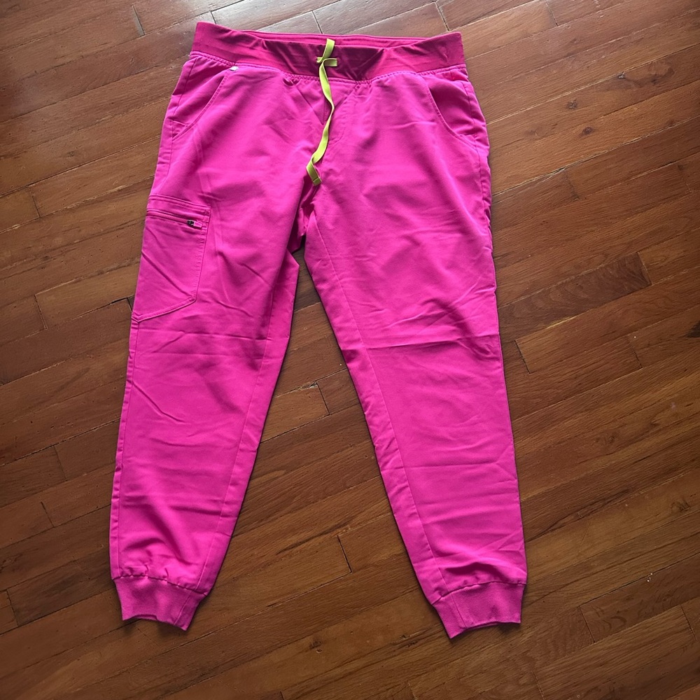 Figs Bright Pink Joggers with Neon Accent